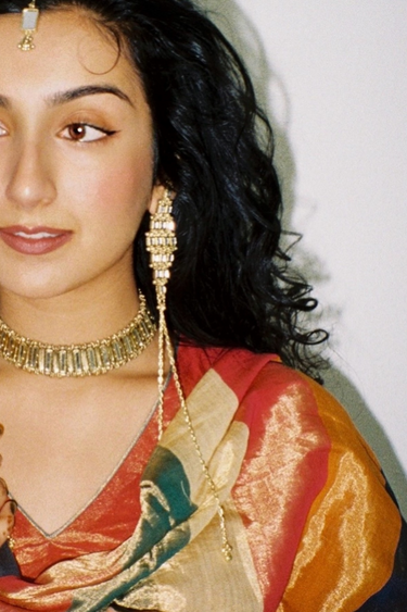 Mirror Gold Falak Long Earrings