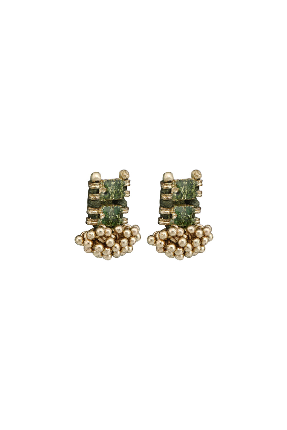 Olive Four Stone Enamel Earrings