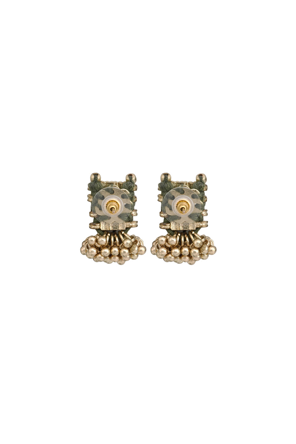 Olive Four Stone Enamel Earrings