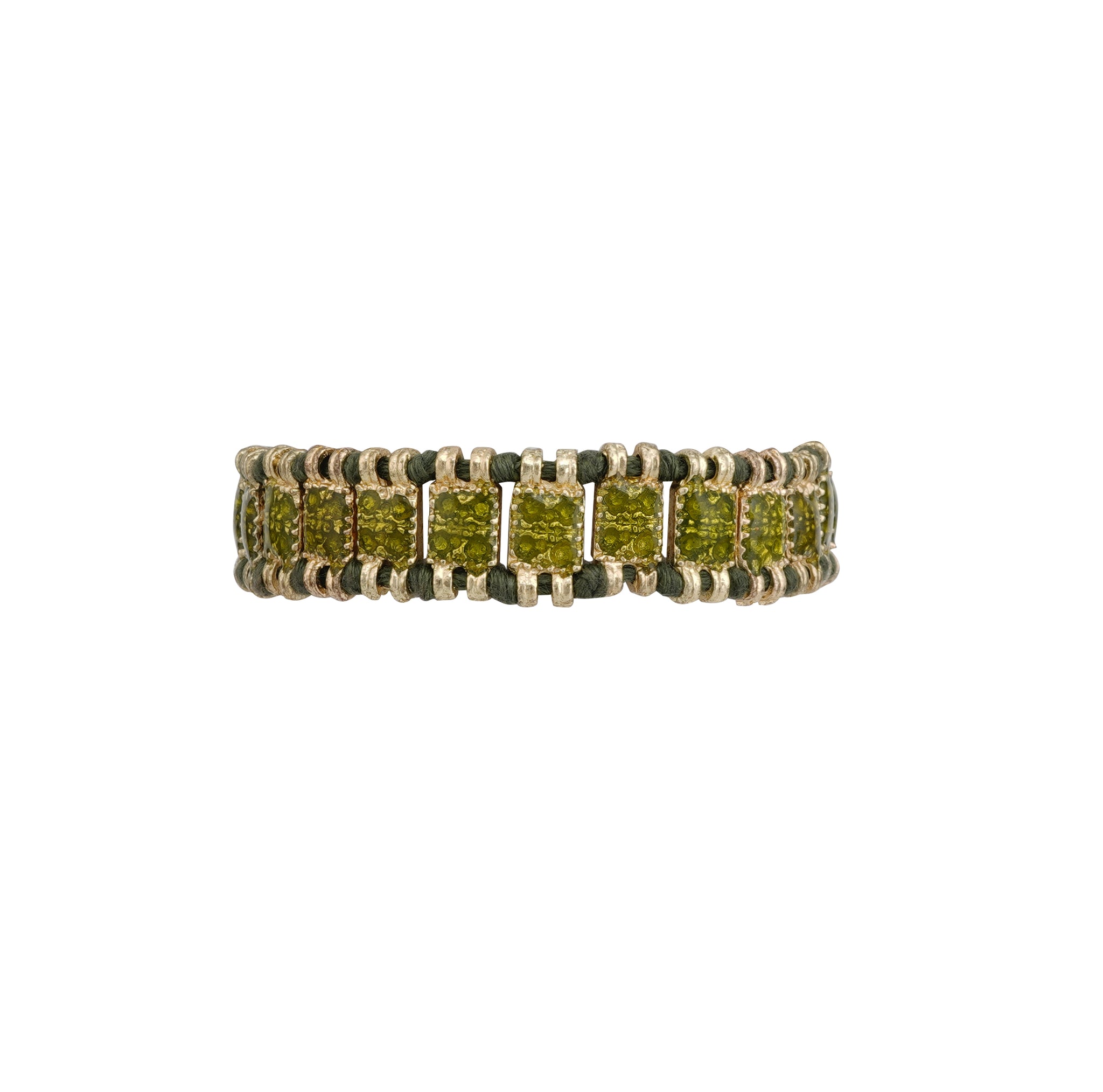Olive Four Stone Enamel Reversible Bracelet