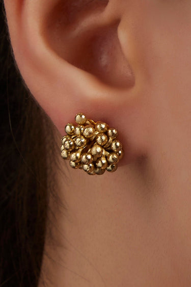 Gold Beaded Stud Earrings
