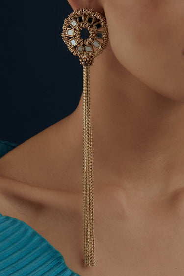 Mirror Gold Saar Fringe Earrings