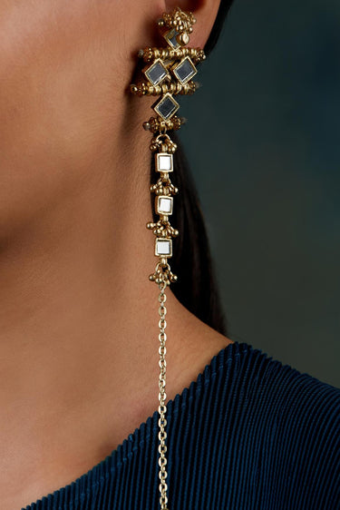 Mirror Gold Mumtaz With Ear Chain