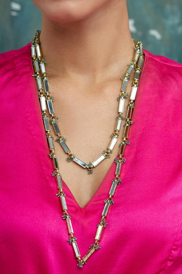 Mirror Gold Qabeela Long Turquosie Neckstring
