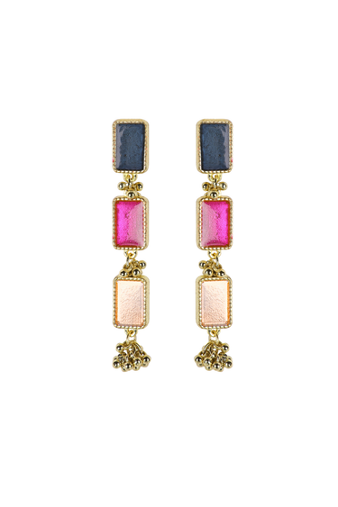 Multi Enamel Brick Earrings
