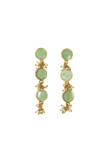 Round Enamel Triple Layer Earrings