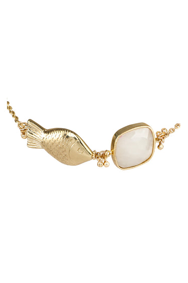 Square Stone Fish Necklace
