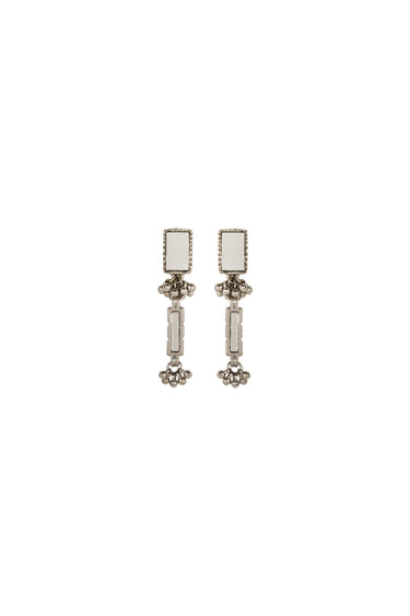 Mirror Silver Brick Drops Earrings