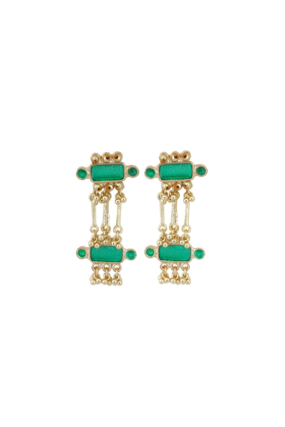 Glass Turquoise Queen Enamel Double Earrings