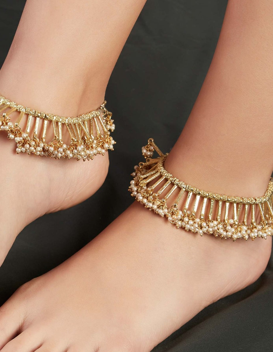 Peacock Pearl Gold Anklet