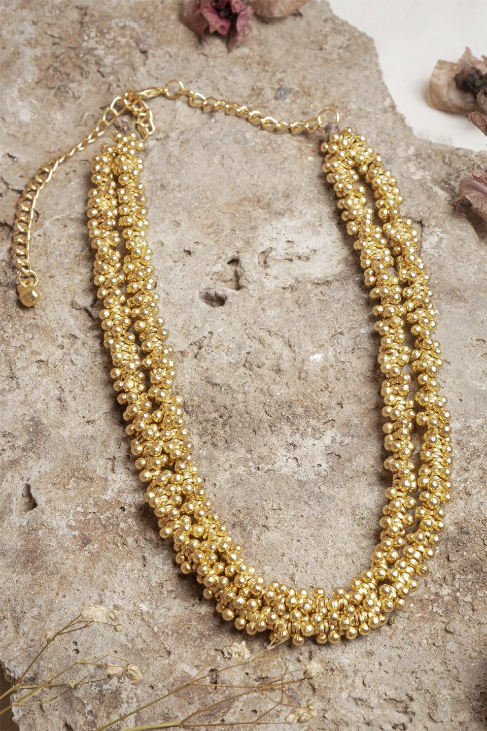 Beaded Double Gold Necklace