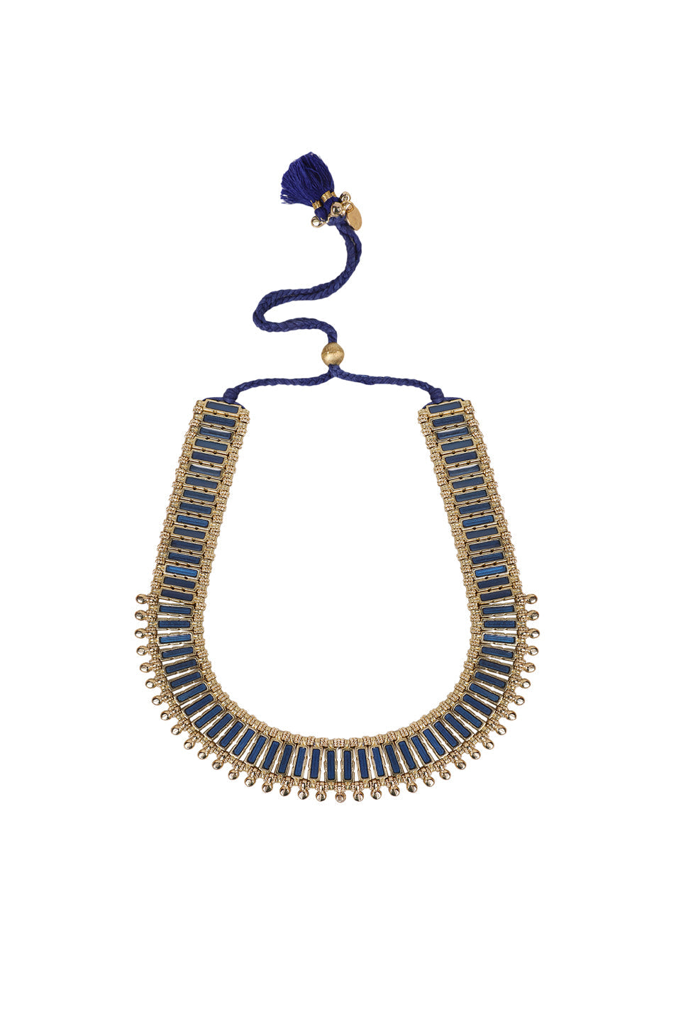Glass Royal Blue Sahar Enamel Reversible Necklace