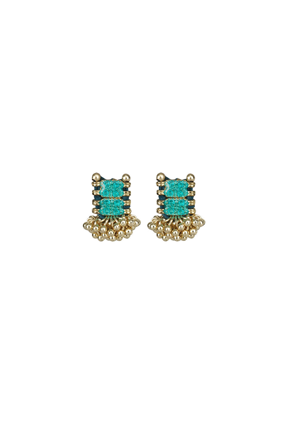 Glass Turquoise Four stone Enamel Earrings