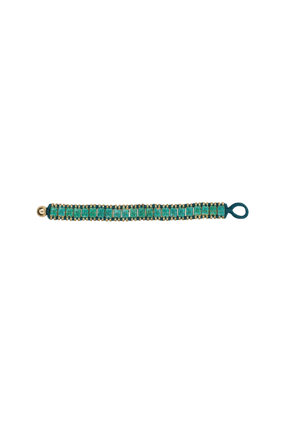 Glass Turquoise Four Stone Enamel Reversible Bracelet