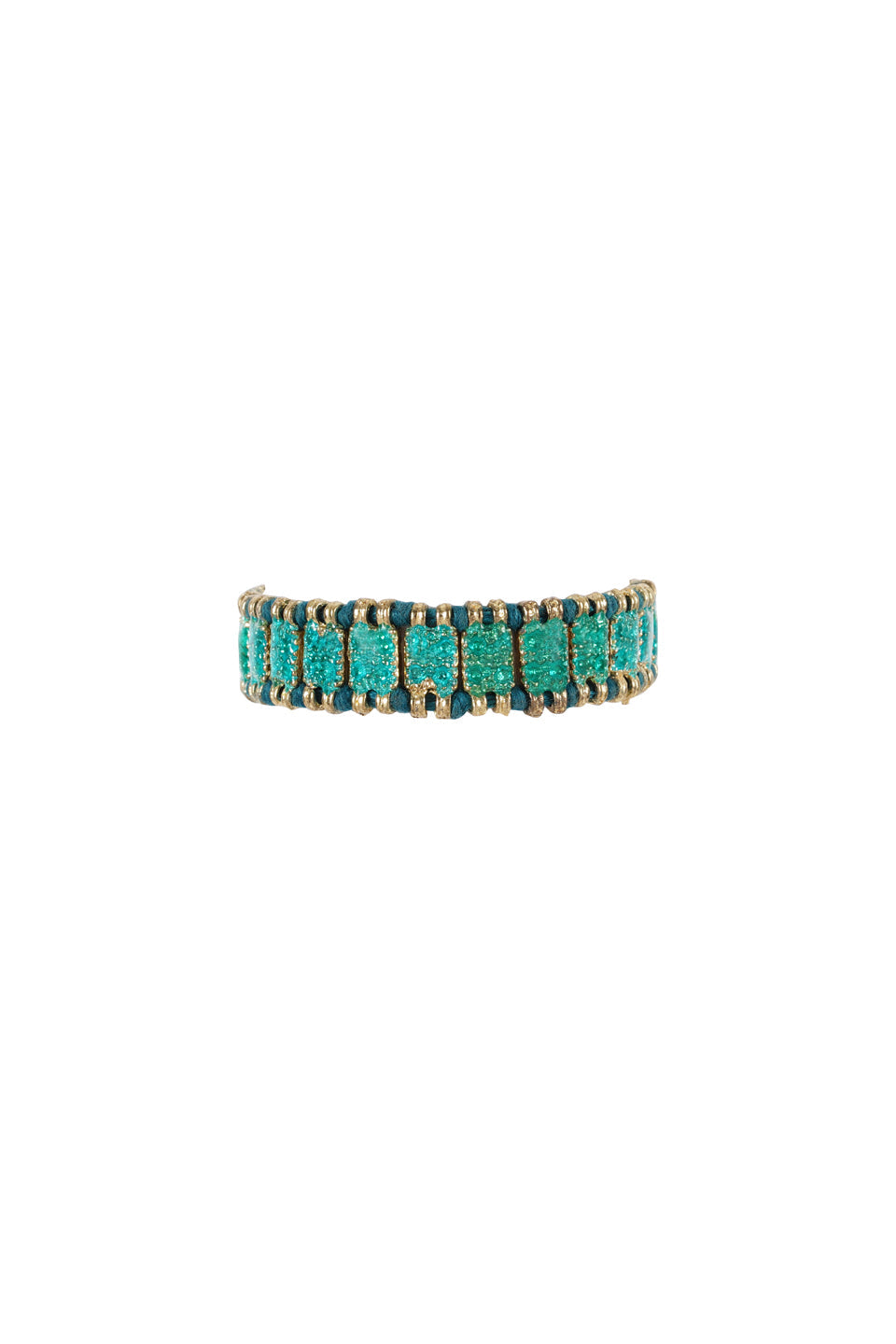 Glass Turquoise Four Stone Enamel Reversible Bracelet