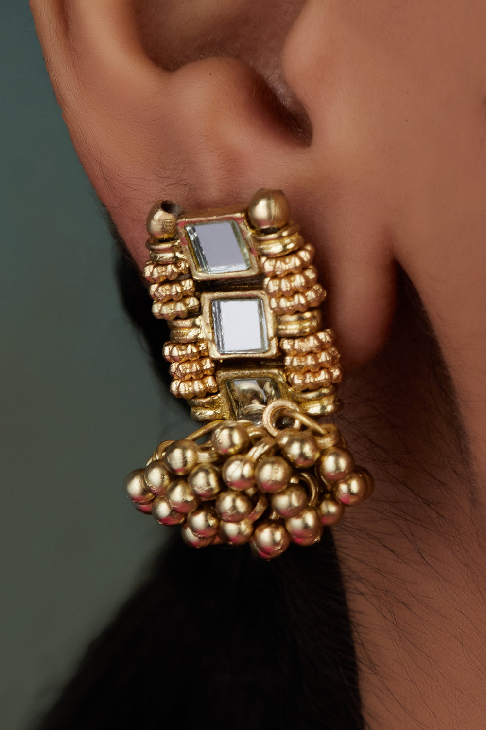 Mirror Gold Falak Earrings