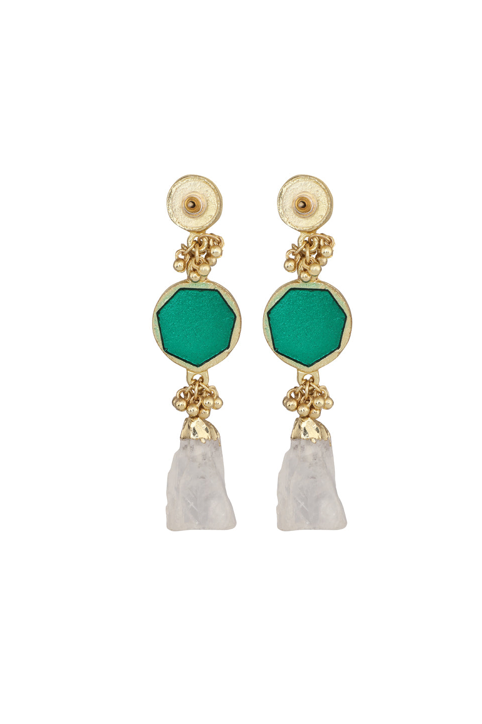 Turquoise Enamel Rock Earrings