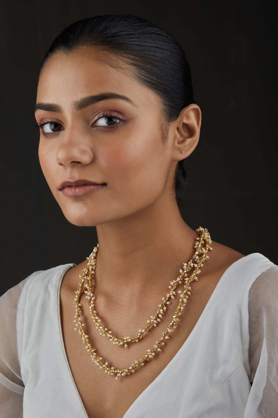 Gold Pearl Beaded Neckstring