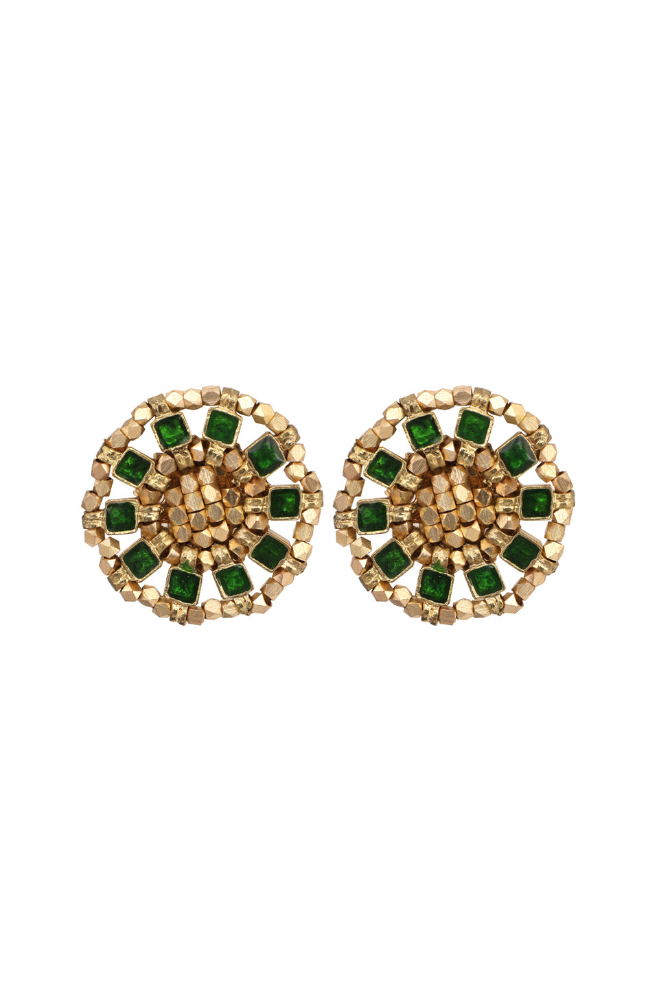 Glass Green Enamel Saar Beaded Earrings