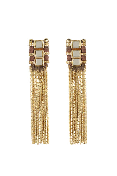 Mirror Gold Falak Fringe Earrings