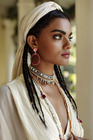 Round Enamel Rimjhim Earrings