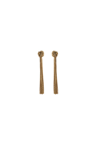 Gold Beaded Fringe Earrings