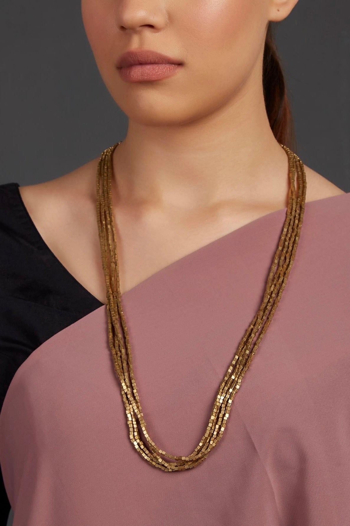 Multi Row Gold Beaded Neckstring