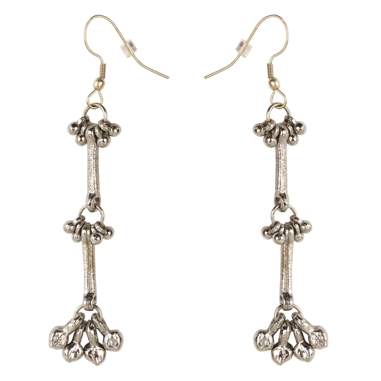 Silver Noor Ghungroo Grape Earrings