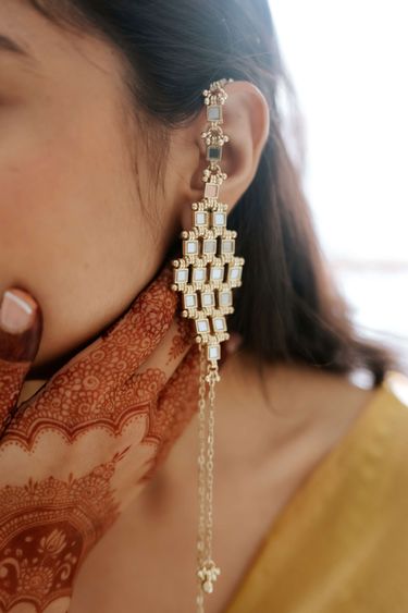 Mirror Gold Falak Long Earrings