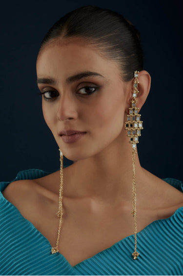 Mirror Gold Falak Long Earrings