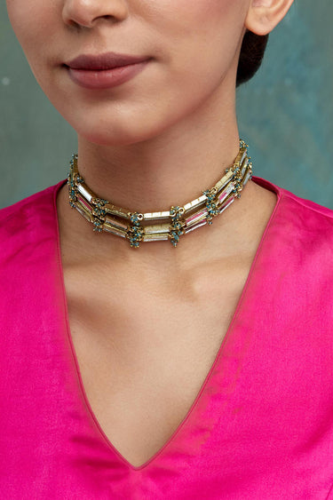 Mirror Gold Qabeela 3 Layer Choker