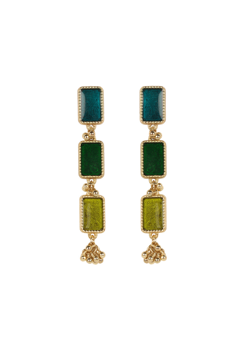 Multi Enamel Brick Earrings