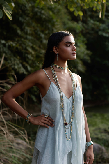 Janak Long Layering Silver Necklace