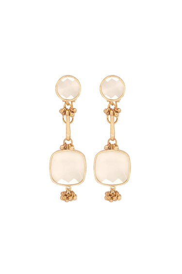 Square Stone Long Earrings