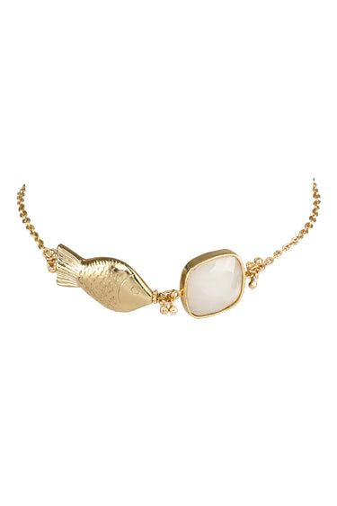 Square Stone Fish Necklace