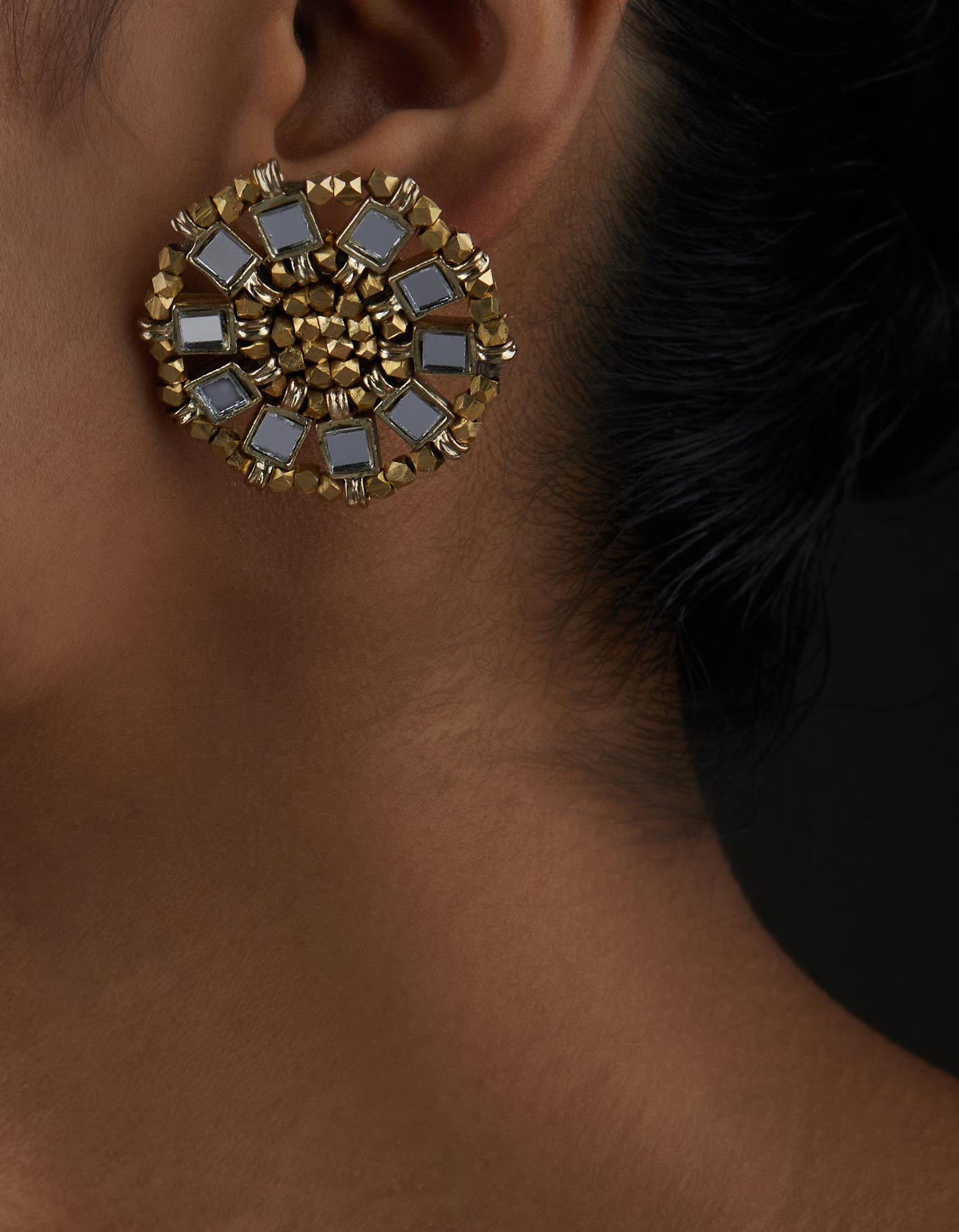 Mirror Gold Saar Beaded Earrings