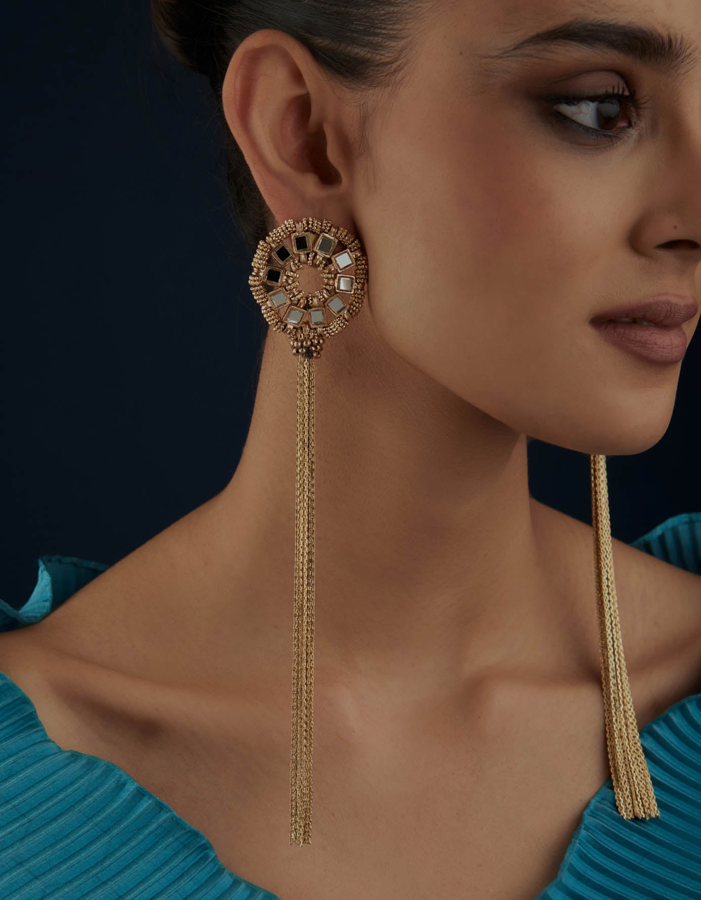 Mirror Gold Saar Fringe Earrings
