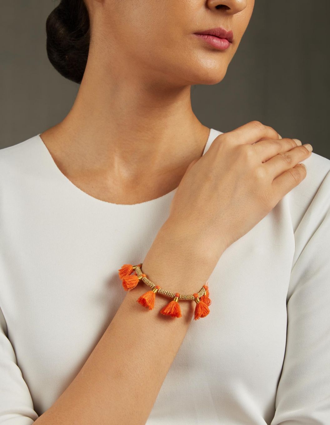 Orange Chakri Tassel Bracelet