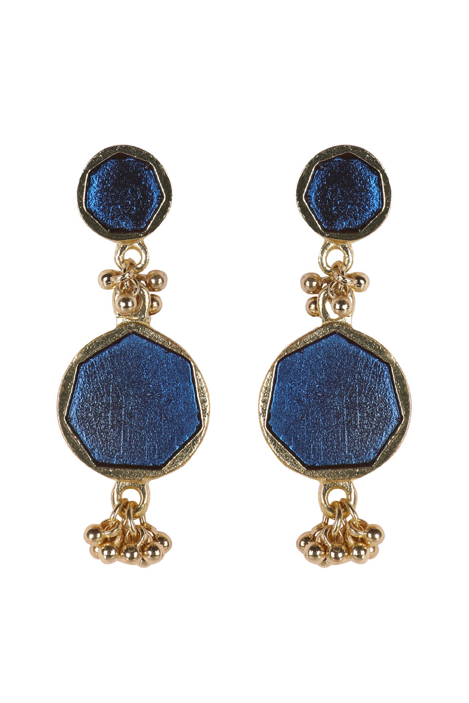 Glass Royal Blue Enamel Long Earrings