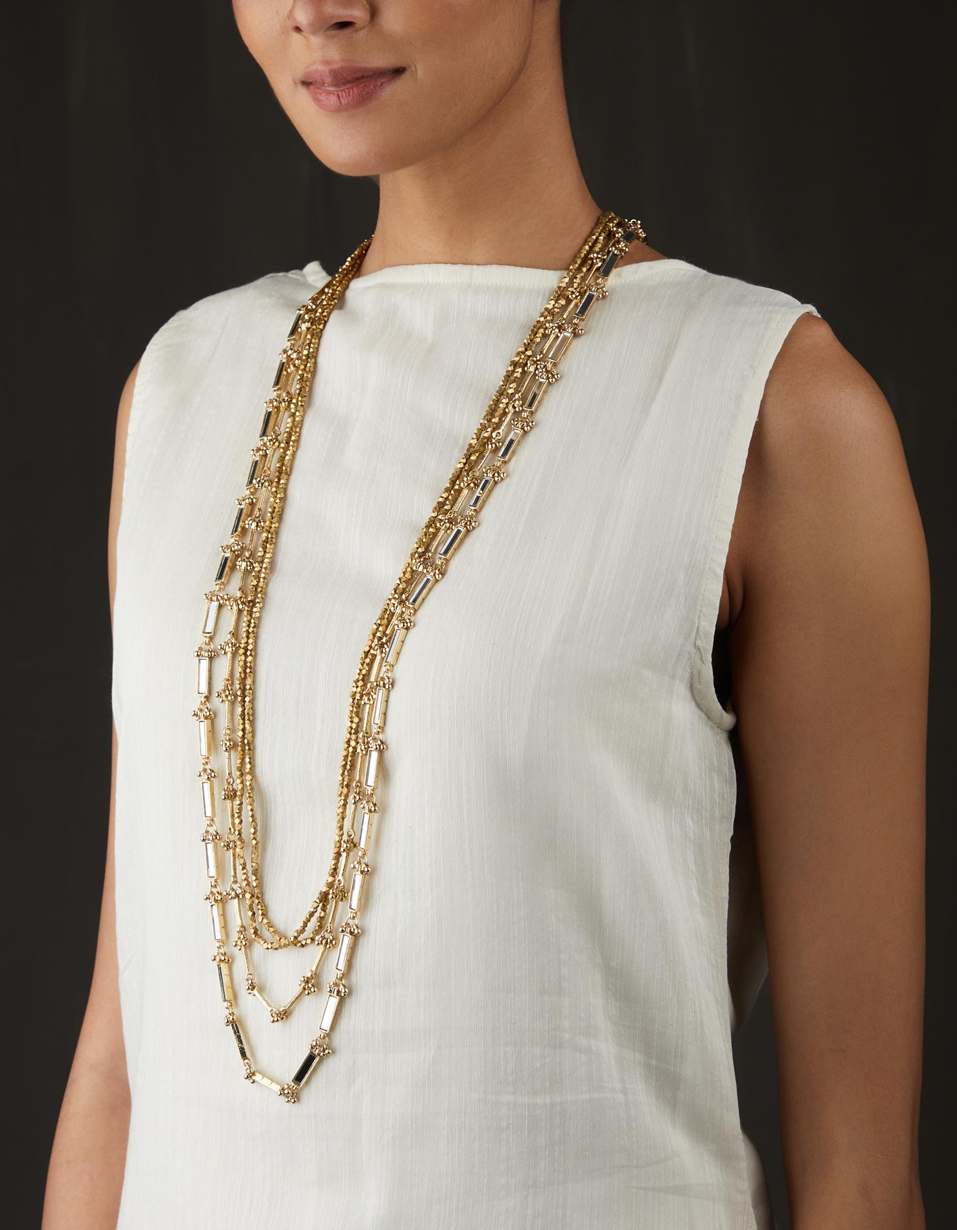Mirror Gold Multi Layer Necklace