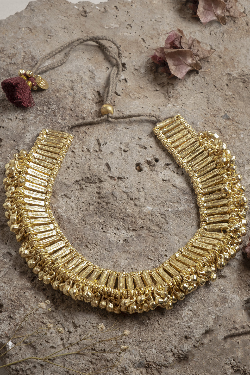 Qabeela Ghungroo Temple Gold Necklace