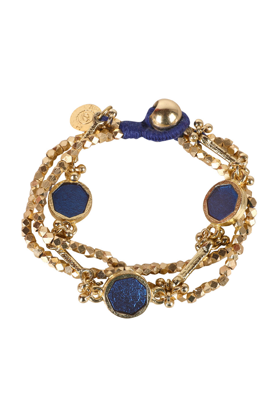 Glass Royal Blue Circle Epoxy Multi Layer Bracelet