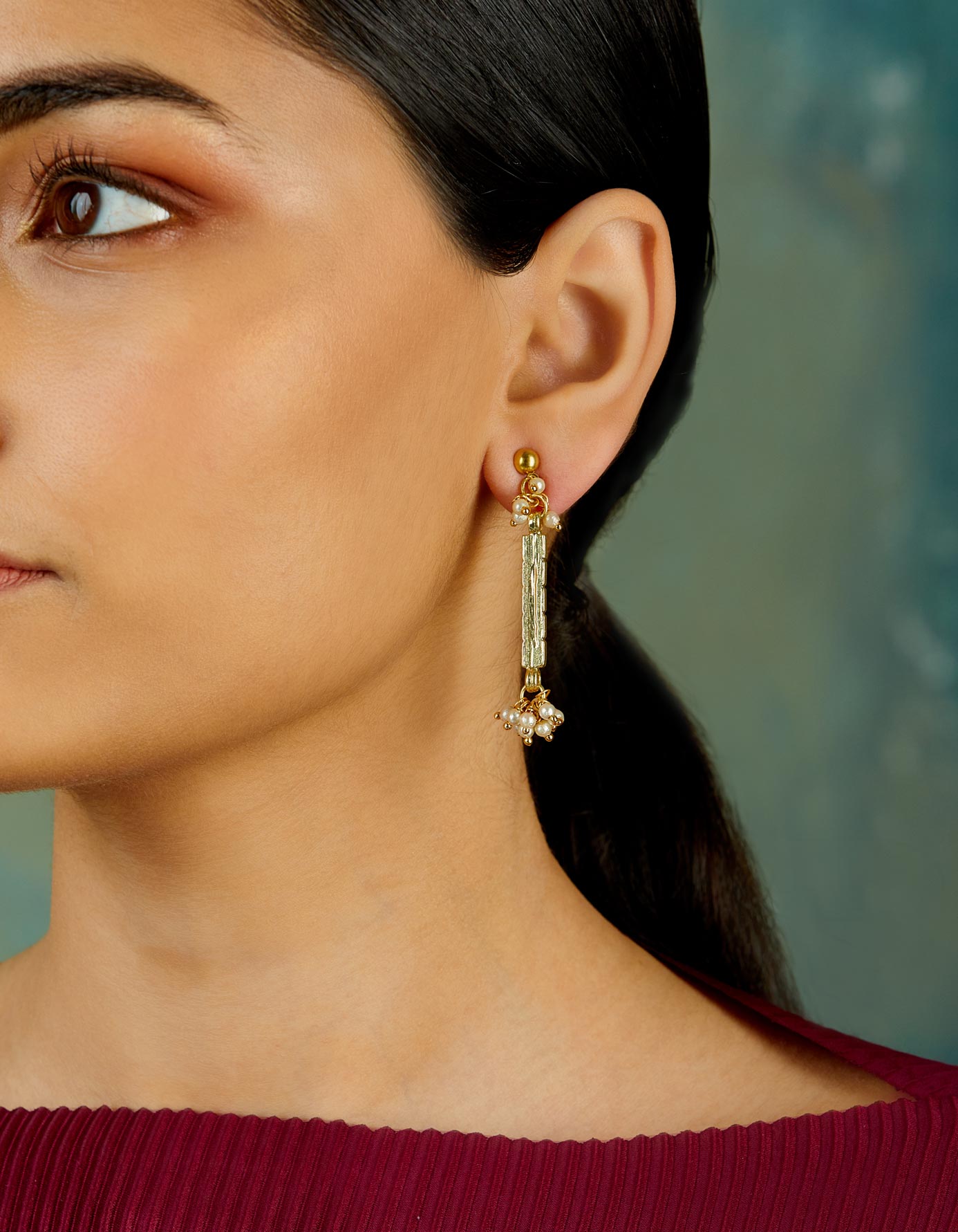 Shahi Gold Pearl Earrings