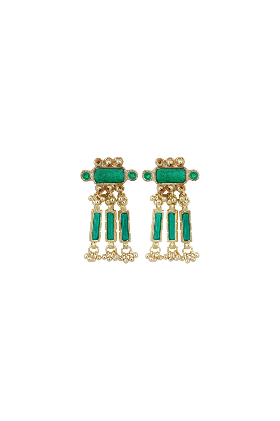Glass Turquoise Queen Enamel Long Earrings