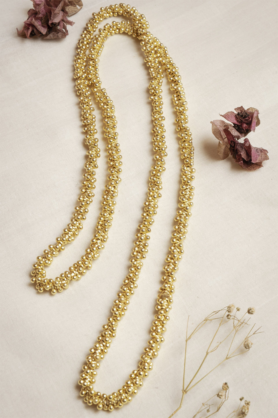 Beaded Long Gold Necklace