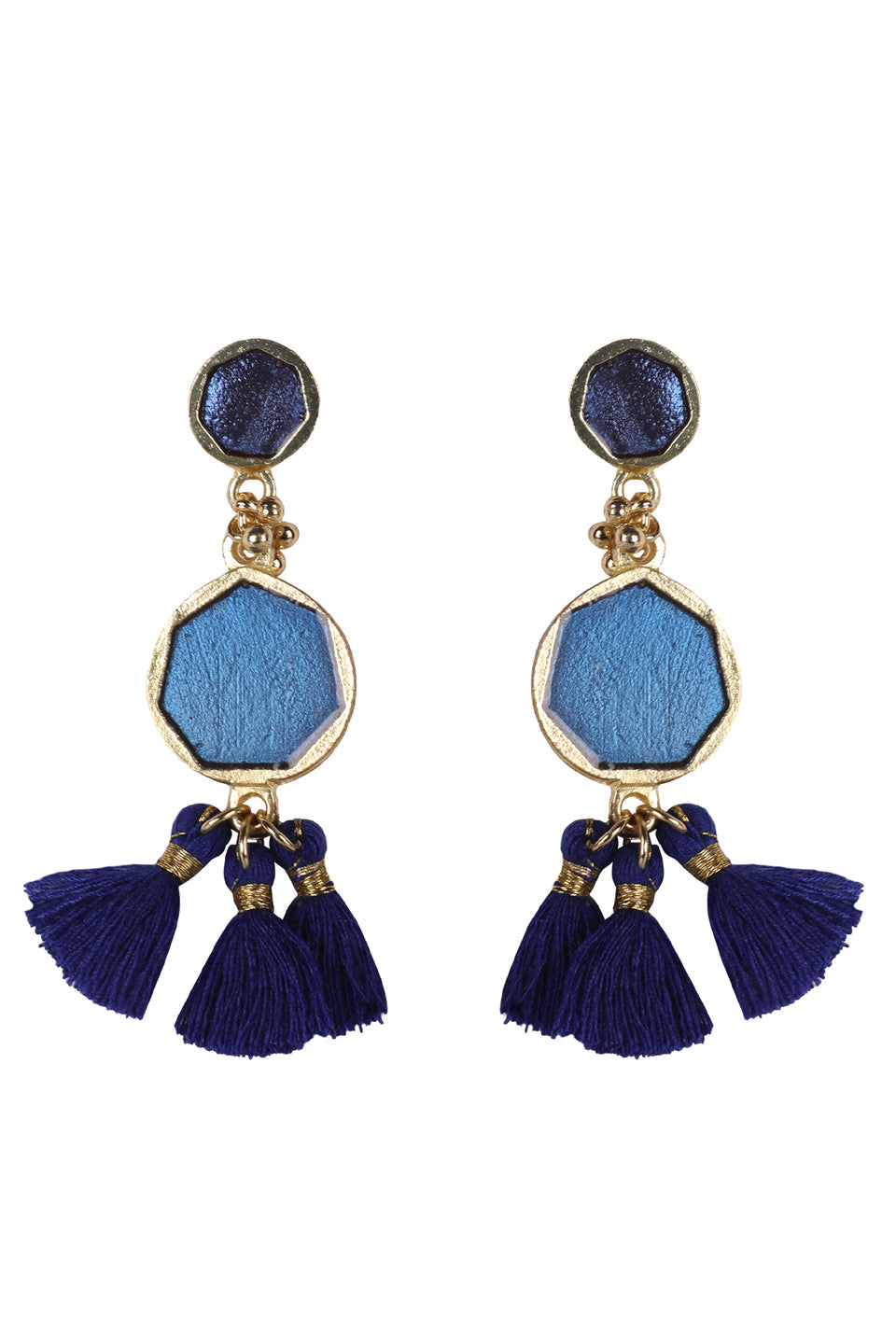 Glass Royal Blue Fuljhadi Enamel Earrings