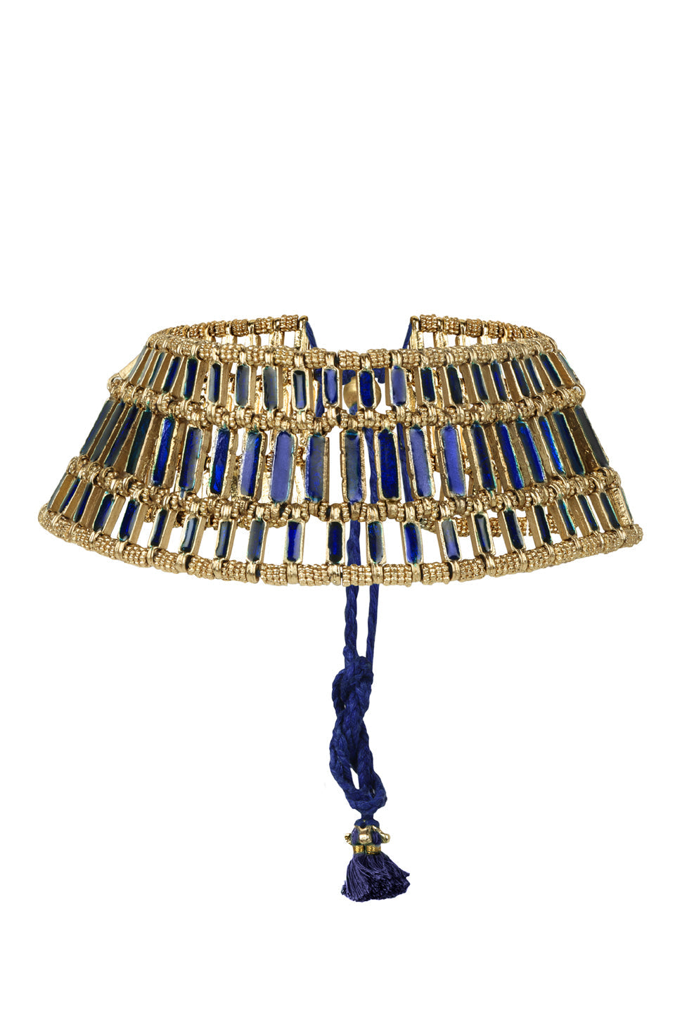 Glass Royal Blue Marayam Enamel Reversible Necklace