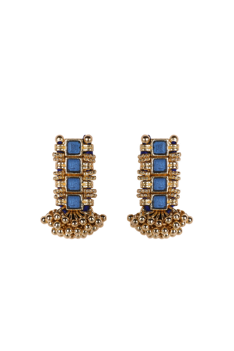 Glass Royal Blue Falak Temple Small Enamel Earrings