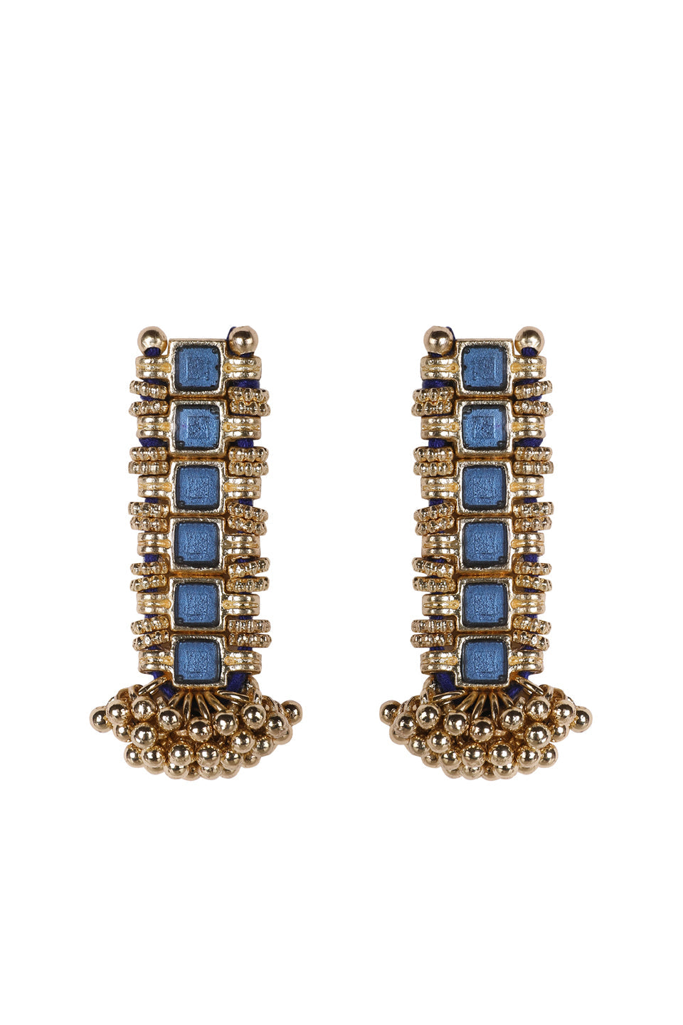 Glass Royal Blue Falak Temple Enamel Earrings