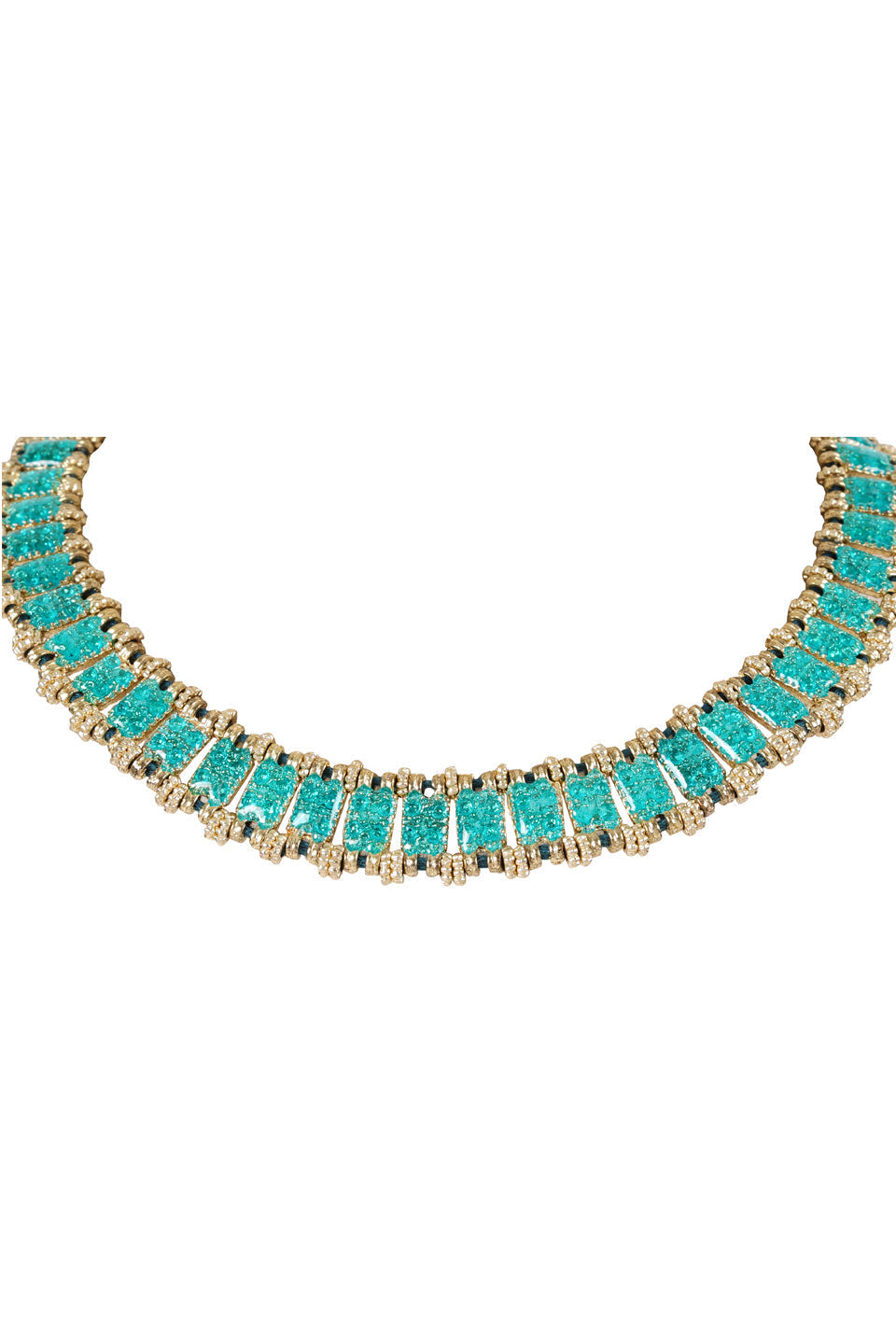 Glass Turquoise Enamel Reversible Necklace